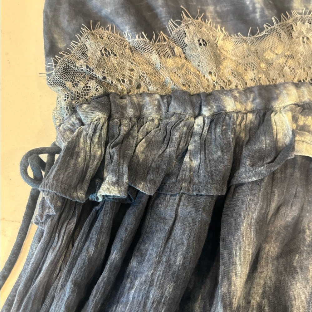 Topshop Tie-Dye Mini Dress Size 4 NWT | Boho Lace Ruffle Adjustable Straps - Picture 8 of 8
